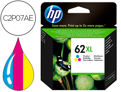 CARTOUCHE HP 62XL JET D'ENCRE C2P07AE 3 COULEURS CYAN/MAGENTA/JAUNE HAUTE CAPACIT 415P