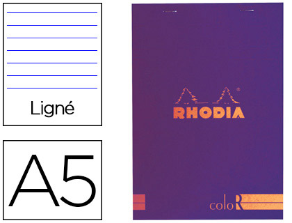 BLOC AGRAF RHODIA COLOR N.16 A5 14.8x21CM COUVERTURE PELLICULE SAPHIR 70F 90G LIGN MICROPERFOR SAPHIR