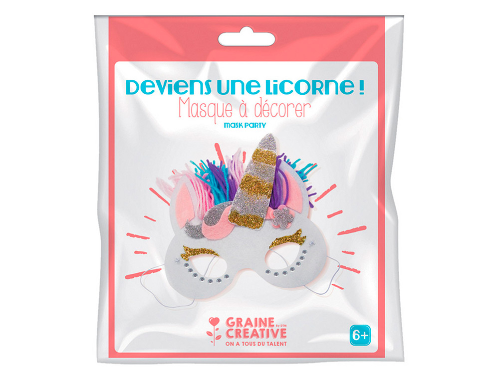 MASQUE EN FEUTRINE GRAINE CREATIVE KIT MASQUE A         ASSEMBLER ET ACCESSOIRES      MODELE LICORNE