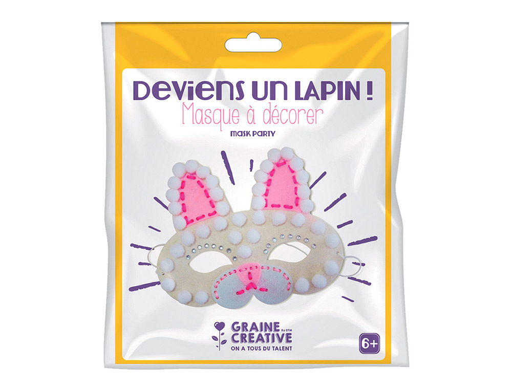 MASQUE EN FEUTRINE GRAINE CREATIVE KIT MASQUE A         ASSEMBLER ET ACCESSOIRES      MODELE LAPIN