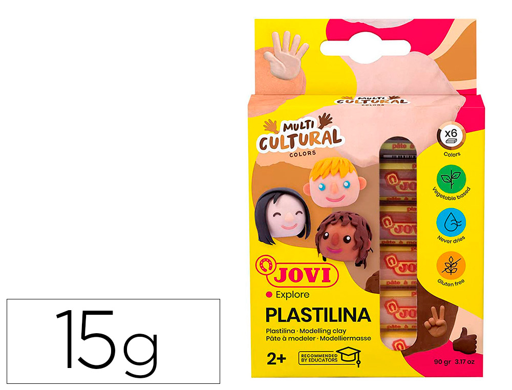 PATE A MODELER JOVI PLASTILINA VEGETALE           COLLECTION MULTICULTURAL 6    COULEUR DE 15GR