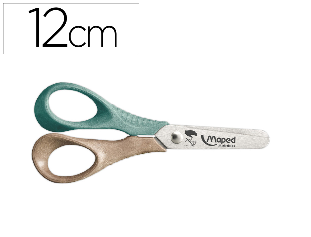 CISEAUX MAPED VIVO PLANTE LAMES ACIER ANNEAUX EN BOIS   GAUCHER 12CM