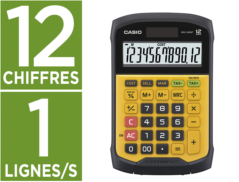 CALCULATRICE CASIO BUREAU WM-320MT GRAND ECRAN LCD 12   CHIFFRES CLAVIER DETACHABLE   COLORIS NOIR