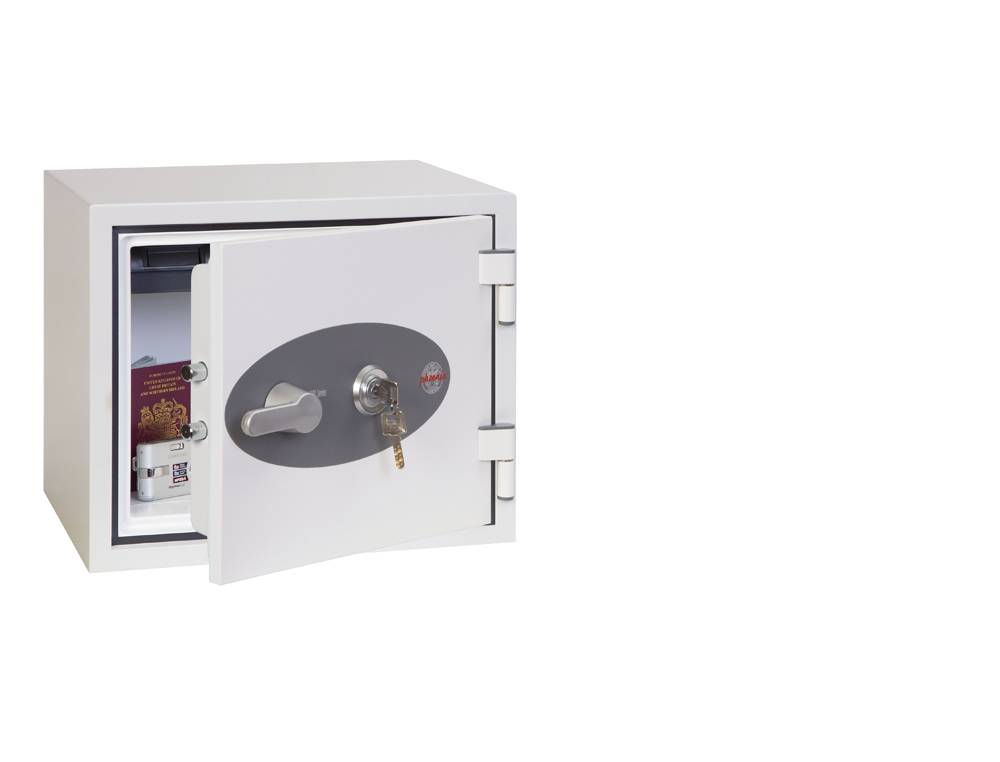 COFFRE-FORT PHOENIX SECURITE ET INCENDIE TITAN FS1281K     TAILLE 1 SERRURE A CLE        COLORIS BLANC