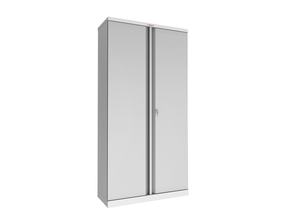 ARMOIRE HAUTE PHOENIX ACIER 190CM 2 PORTES ET 4 ETAGERES  SERRURE A CLE COLORIS GRIS