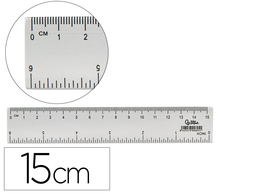 REGLE LIDERPAPEL PLASTIQUE CRISTAL 15 CM
