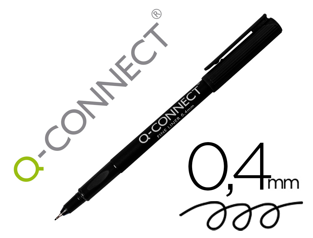 STYLO-FEUTRE Q-CONNECT CRITURE FINE 0.4MM POINTE EXTRA-FINE CORPS COULEUR ENCRE NOIR