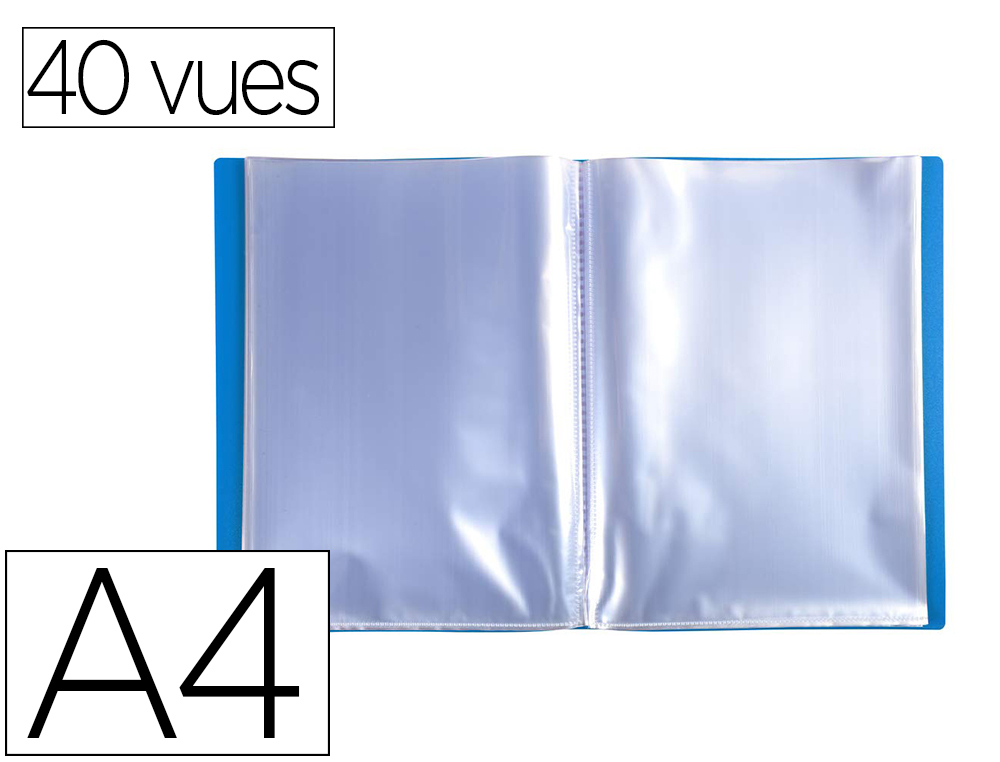 PROTEGE DOCUMENTS EXACOMPTA A4 COUVERTURE POLYPRO SOUPLE  MATE 40 VUES GRAINEES ANTI    REFLET COLORIS BLEU