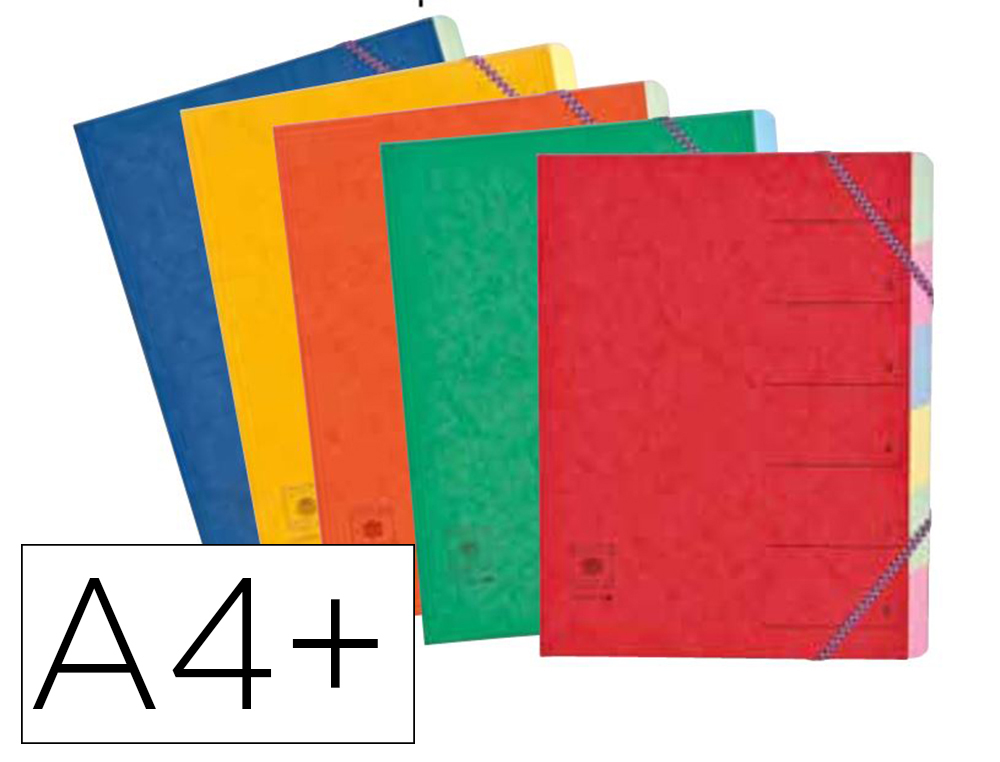 TRIEUR COUTAL CARTE QUALITE SUPERIEURE A+ 24,5X31,5CM 6   POSITIONS FERMETURE ELASTIQUE COLORIS ASSORTIS