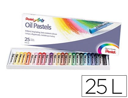 PASTEL HUILE PENTEL CORPS ROND ENROBAGE PAPIER NON SALISSANT DIAMTRE 8MM BOTE 25 UNITS