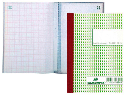 MANIFOLD AUTOCOPIANT EXACOMPTA A5 105X148MM QUADRILL 5X5 FOLIOTAGE 50 TRIPLIS