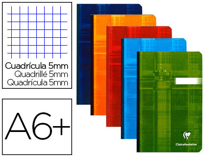 CARNET BROCH CLAIREFONTAINE PAPIER VLIN VELOUT COUVERTURE PELLICULE LAVABLE SOUPLE 11X17CM 192 PAGES 90G 5X5MM