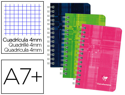 CARNET CLAIREFONTAINE RELIURE INTGRALE PAPIER VLIN VELOUT COUVERTURE PELLICULE LAVABLE 7,5X12CM 100 PAGES 90G 4X4MM