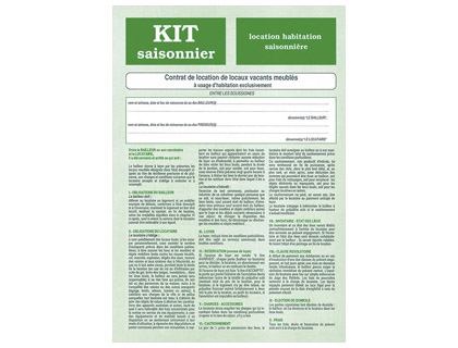 KIT CONTRAT LOCATION MEUBLE SAISONNIRE WEBER DIFFUSION 6 PAGES CONTRAT DESCRIPTIF INVENTAIRE