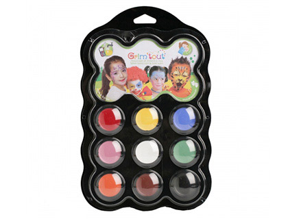 PALETTE MAQUILLAGE OZ INTERNATIONAL CARNAVAL GRIM'TOUT CONTIENT 1 PONGE 1 PINCEAU 1 GUIDE 9 COLORIS ASSORTIS