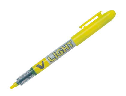 SURLIGNEUR PILOT V LIGHT TRAC 1/3MM ENCRE LIQUIDE PIGMENTE FLUIDE NIVEAU D'ENCRE VISIBLE COLORIS JAUNE