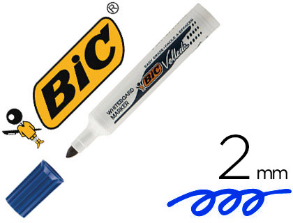 MARQUEUR BIC VELLEDA 1711 EFFAABLE POINTE OGIVE TRAC 2MM CORPS PLASTIQUE ENCRE CTONE BLEU