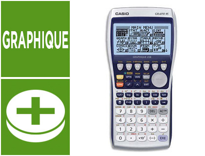 CALCULATRICE CASIO GRAPHIQUE GRAPH 95 GRAND CRAN CRITURE NATURELLE MMOIRE 61KO RAM 1.5 MO FLASH ROM 184.5X92.5X24MM