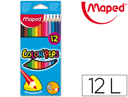 CRAYON COULEUR MAPED COLOR PEP'S TRIANGULAIRE MINE TENDRE RSISTANTE SANS CHARDE COLORIS LUMINEUX TUI CARTON 12U