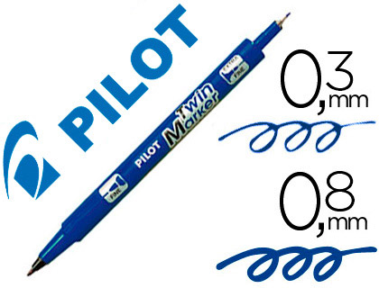 STYLO-FEUTRE PILOT TWIN MARKER POINTE FIBRE POLYESTER FINE 0.4MM ET LARGE 0.5MM TOUS SUPPORTS COLORIS BLEU