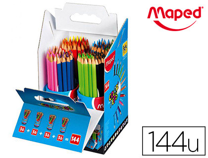 CRAYON COULEUR MAPED COLOR PEP'S TRIANGULAIRE MINE TENDRE RSISTANTE SANS CHARDE COLORIS LUMINEUX COFFRET COLE 144U