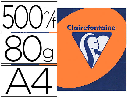 PAPIER COULEUR CLAIREFONTAINE TROPHE MULTIFONCTION A4 80G/M2 COULEURS INTENSES ORANGE VIF PAQUET 500 FEUILLES