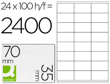 TIQUETTE ADHSIVE Q-CONNECT 70X35MM COINS DROITS IMPRIMANTE JET D'ENCRE LASER COPIEUR BOTE 100 FEUILLES 2400 UNITS