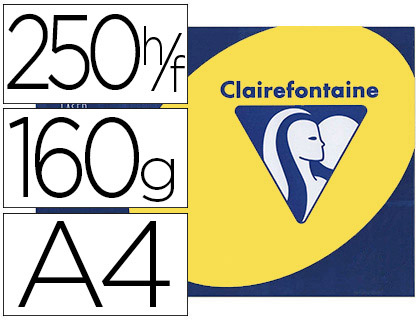 PAPIER COULEUR CLAIREFONTAINE TROPHE MULTIFONCTION A4 160G/M2 COULEURS INTENSES JAUNE SOLEIL PAQUET 250 FEUILLLES