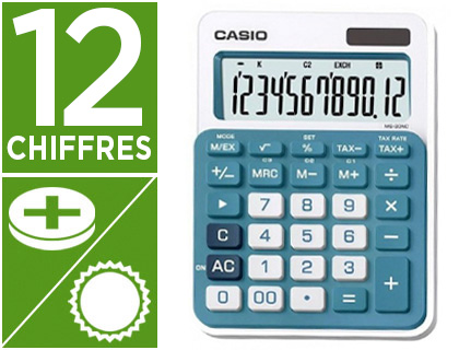 CALCULATRICE CASIO MS20NCBLEUE 12 CHIFFRES