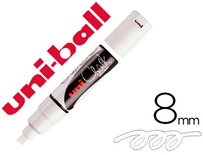 MARQUEUR UNIBALL CRAIE CHALK MARKER POINTE LARGE 8MM CRAIE LIQUIDE COULEUR LUMINEUSE BLANC