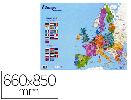 CARTE EUROPE BOUCHUT PELLICULEE EFFAABLE 4 OEILLETS SUSPENSION POIDS 250G FORMAT 66X84.5CM TUBE