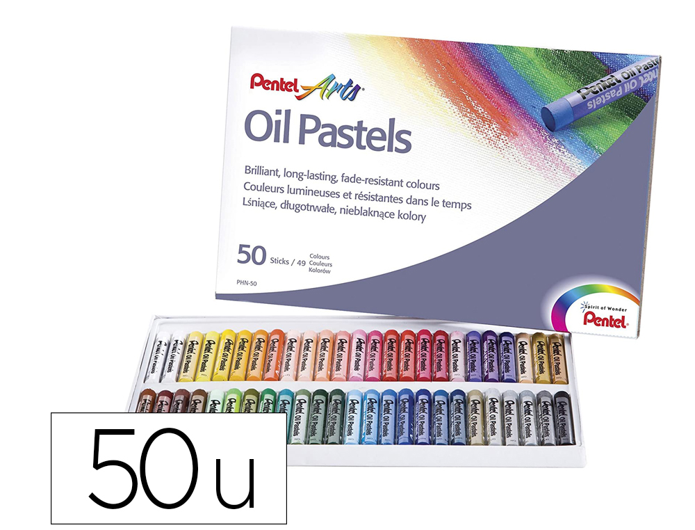 PASTEL HUILE PENTEL CORPS ROND ENROBAGE PAPIER NON SALISSANT DIAMTRE 8MM BOTE 50 UNITS