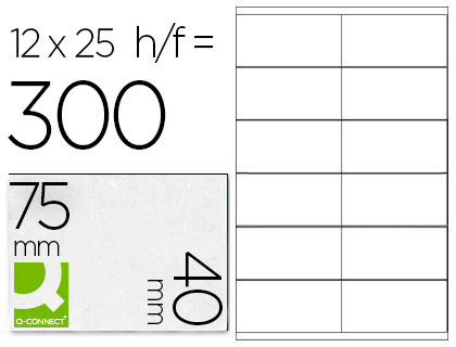 INSERT BADGES Q-CONNECT 25F A4 12 INSERTS TIQUETTES PRDCOUPES BLANCHES IMPRIMANTE JET D'ENCRE 40X75MM