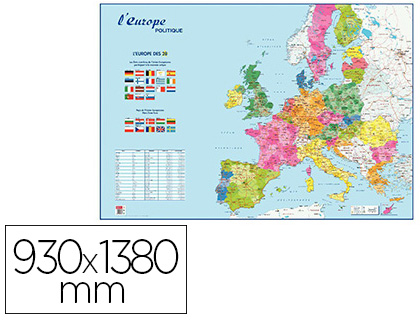 CARTE SOUPLE BOUCHUT GRANDRMY RECTO EUROPE / VERSO MONDE POLITIQUE 98X138CM 390G PLLICULE EFFAABLE  SEC