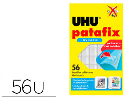 PASTILLE ADHSIVE UHU INVISIBLE DOUBLE FACE ULTRA-FINE FIXATION PERMANENTE TUI 56 UNITS