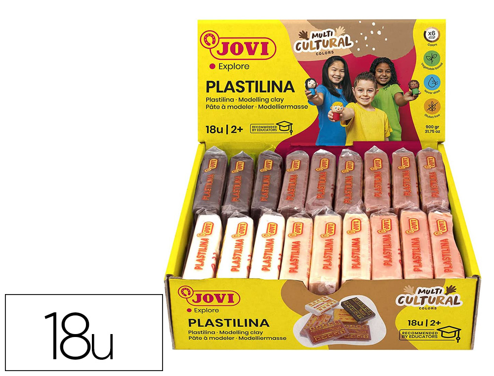 PATE A MODELER JOVI VEGETALE PAINS 50GR TRES MALLEABLE 6   COULEURS MULTICUTURELLES      ASSORTIES BOITE 18 UNITES