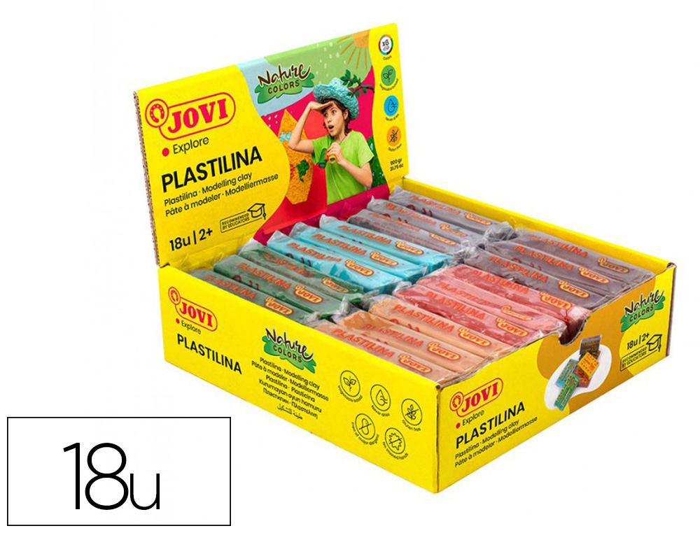 PATE A MODELER JOVI VEGETALE PAINS 50GR TRES MALLEABLE 6   COULEURS NATURE ASSORTIES     BOITE 18 UNITES