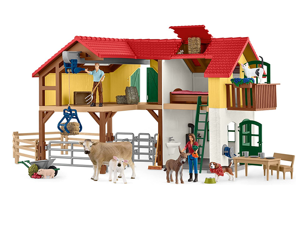 BOITE DE JEUX SCHLEICH FARM WORLD FERME AVEC ETABLE ET    ANIMAUX