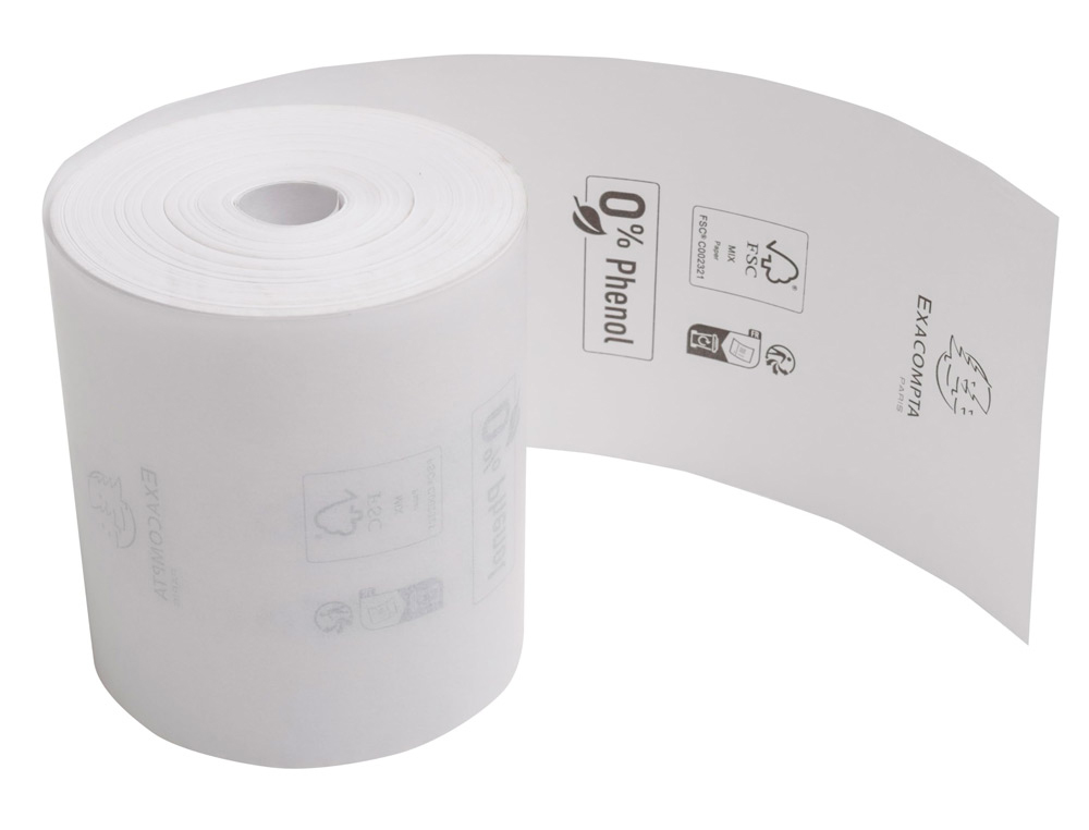 BOBINE THERMIQUE EXACOMPTA TICKETS CAISSE 1 PLI 80X72MM  76M 48GR SANS PHENOL PLASTIQUEBOITE DE 10