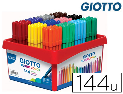 FEUTRE COLORIAGE GIOTTO TURBO COLOR ULTRA LONGUE DURE POINTE BLOQUE POLYESTER INDFORMABLE 12 COLORIS 144 UNITS