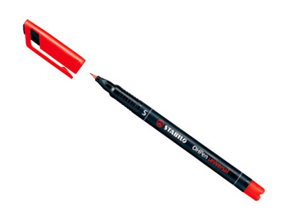 STYLO-FEUTRE STABILO OHP PEN PERMANENT POINTE FINE 0.7MM ENCRE INDLBILE MULTI-SUPPORTS AGRAFE COLORIS ROUGE