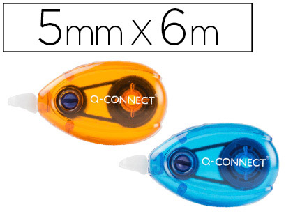 CORRECTEUR Q-CONNECT DVIDOIR RUBAN 5MMX6M CORRECTION LATRALE COLORIS ORANGE ET BLEU BLISTER DE 2 UNITS