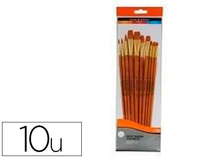 BROSSE DALER-ROWNEY TAKLON DORE SYNTHETIQUE MANCHE BOIS  LAQUE LONG POCHETTE 10 PIECES