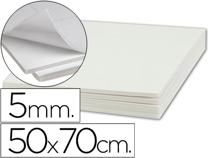 CARTON ENTRECOLLE LIDERPAPEL ADHESIF 50X70CM EPAISSEUR 5MM UNICOLORE BLANC