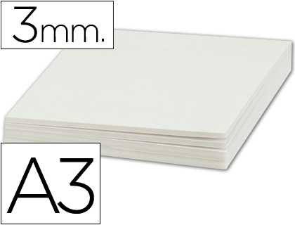 CARTON ENTRECOLLE LIDERPAPEL A3 EPAISSEUR 3MM UNICOLORE    BLANC